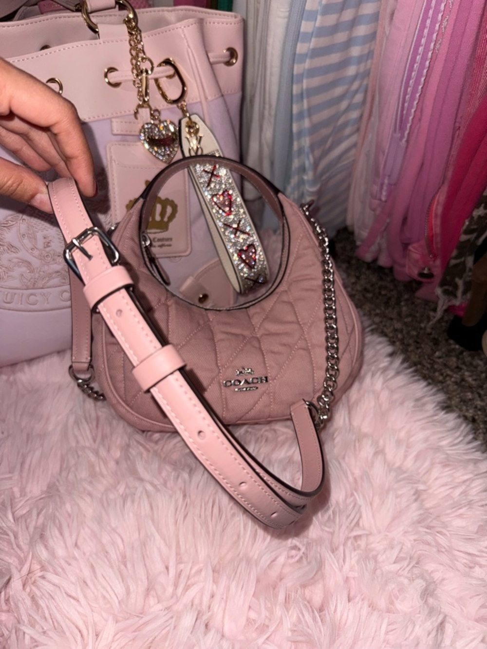 Coach Carmen Ballerina Pink Quilted Crossbody Bag - Picture 16 of 16